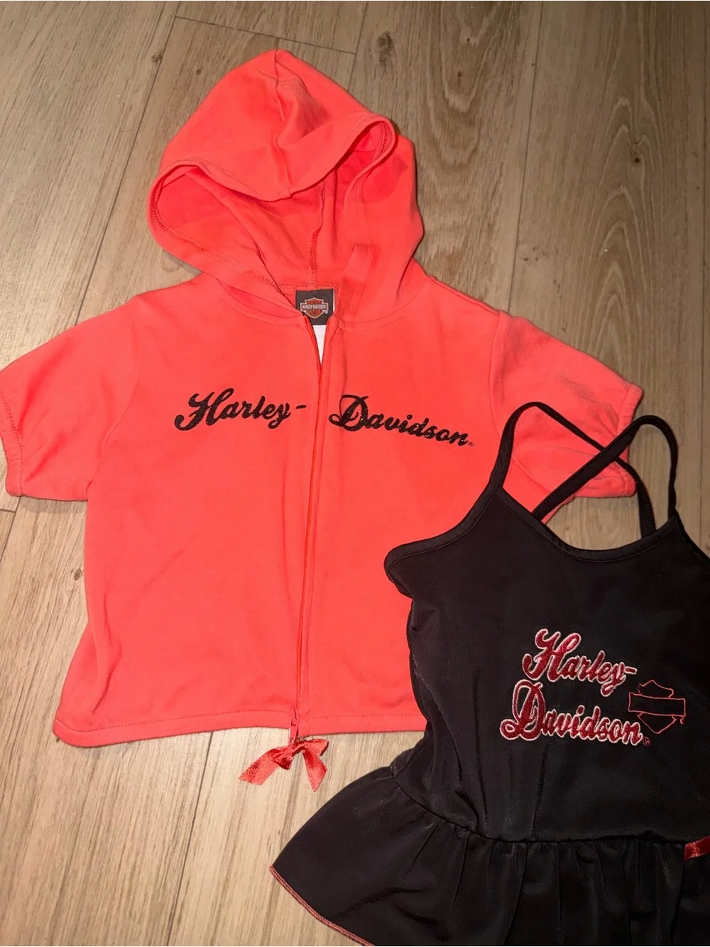 Harley-Davidson toddler Black & Coral Swimsuit Set 3T